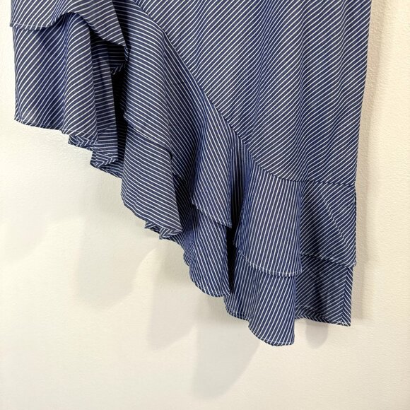 NWT A New Day Blue White Striped Skirt Size 16 Asymmetrical Ruffle - Picture 4 of 10